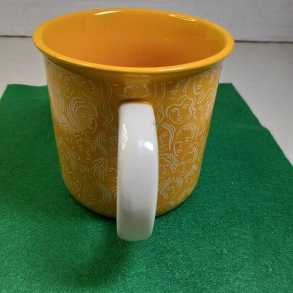 NWT One together Multiple Faced Yellow Mug Cottagecore Countrycore Kitsch - Picture 2 of 6